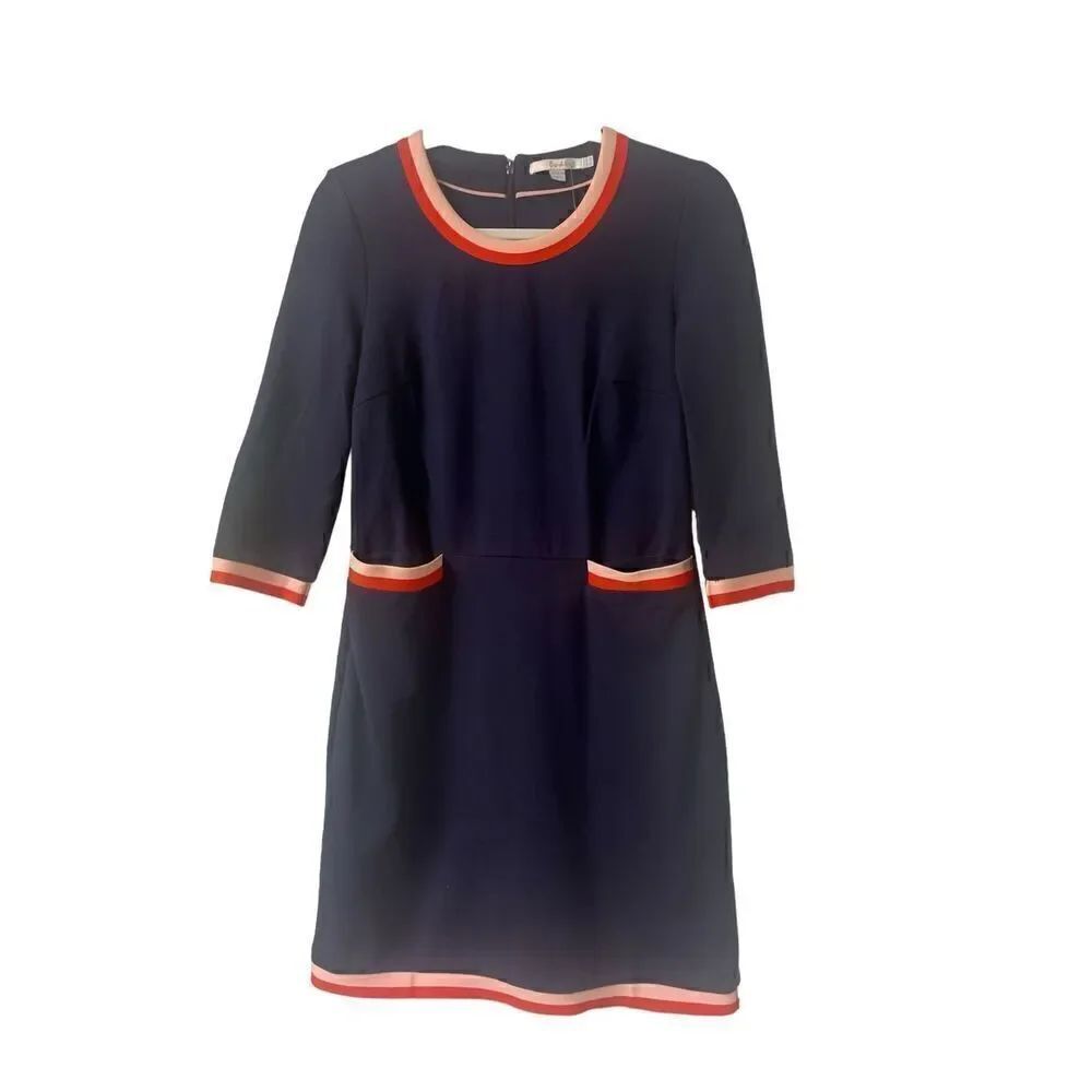 Boden dress navy color with striped contrast US sz 6